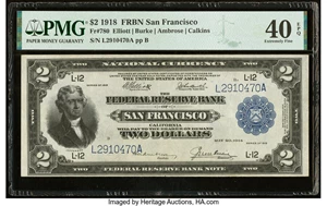 image for: Fr. 780 $2 1918 Federal Reserve Bank Note PMG Extremely Fine 40 EPQ....