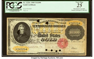 image for: Fr. 1225e $10,000 1900 Gold Certificate PCGS Very Fine 25....