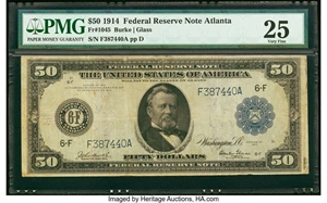 image for: Fr. 1045 $50 1914 Federal Reserve Note PMG Very Fine 25....