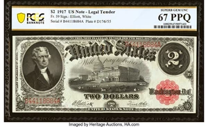 image for: Fr. 59 $2 1917 Legal Tender PCGS Banknote Superb Gem Unc 67 PPQ....