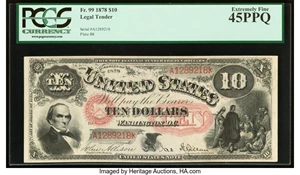 image for: Fr. 99 $10 1878 Legal Tender PCGS Extremely Fine 45PPQ....