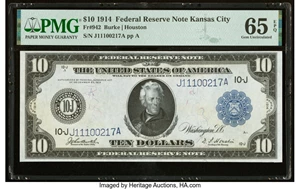 image for: Fr. 942 $10 1914 Federal Reserve Note PMG Gem Uncirculated 65 EPQ....