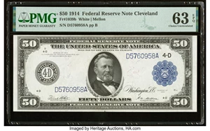 image for: Fr. 1039b $50 1914 Federal Reserve Note PMG Choice Uncirculated 63 EPQ....