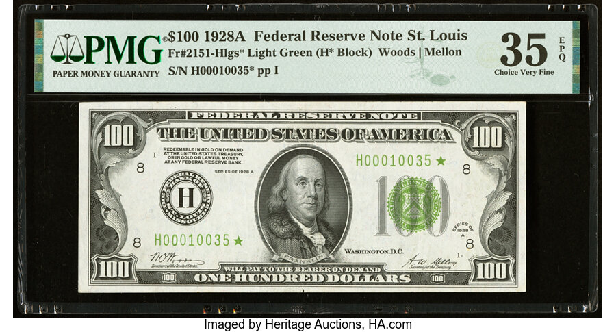 image for: Fr. 2151-H* $100 1928A Light Green Seal Federal Reserve Star Note. PMG Choice Very Fine 35 EPQ....