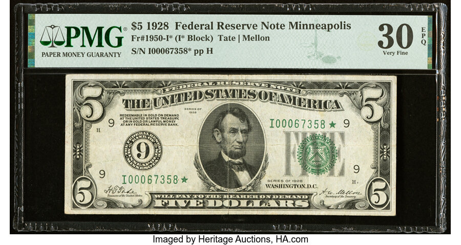 image for: Fr. 1950-I* $5 1928 Federal Reserve Star Note. PMG Very Fine 30 EPQ....
