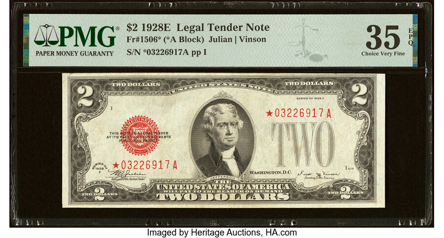 image for: Fr. 1506* $2 1928E Legal Tender Star Note. PMG Choice Very Fine 35 EPQ....