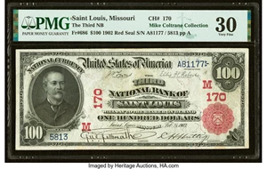 image for: Saint Louis, MO - $100 1902 Red Seal Fr. 686 The Third National Bank Ch. # (M)170 PMG Very Fine 30....