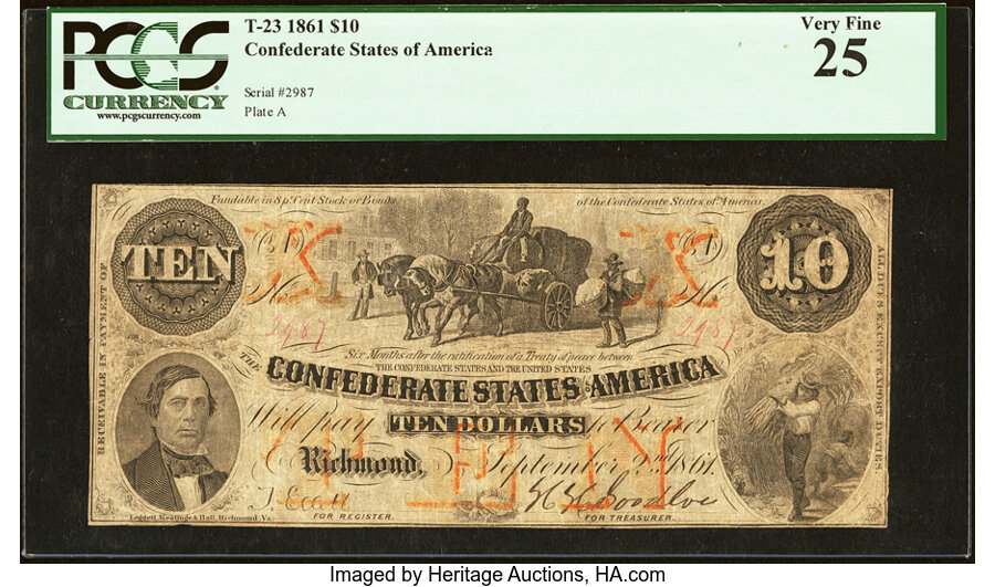 image for: T23 $10 1861 PF-1 Cr. 153 PCGS Very Fine 25....