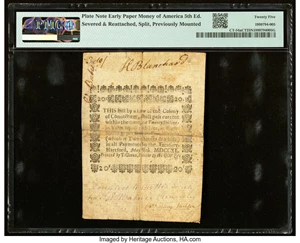 image for: Connecticut May 8, 1740 20s Contemporary Counterfeit PMG Very Fine 25 Net....