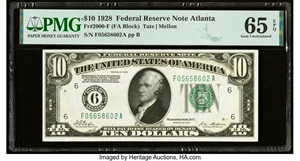 image for: Fr. 2000-F $10 1928 Federal Reserve Note. PMG Gem Uncirculated 65 EPQ....
