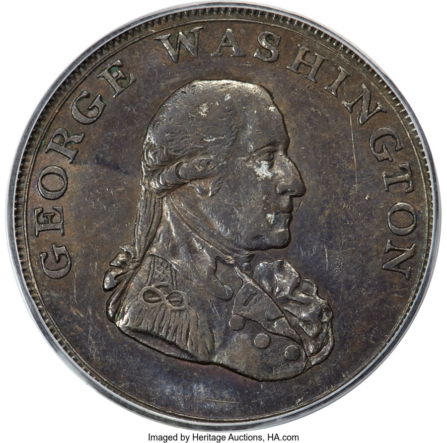 image for: 1795 1/2 P Washington Liberty & Security Halfpenny, ASYLUM Edge, MS62 Brown PCGS. Baker-31A, W-11005, GW-48, R.6. PCGS Popu...