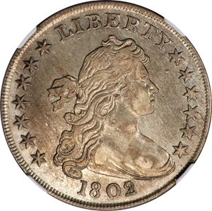 image for: 1802/1 $1 Wide Date, B-3, BB-234, R.3, AU55 NGC....