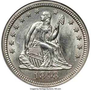image for: 1848 25C MS64 NGC....