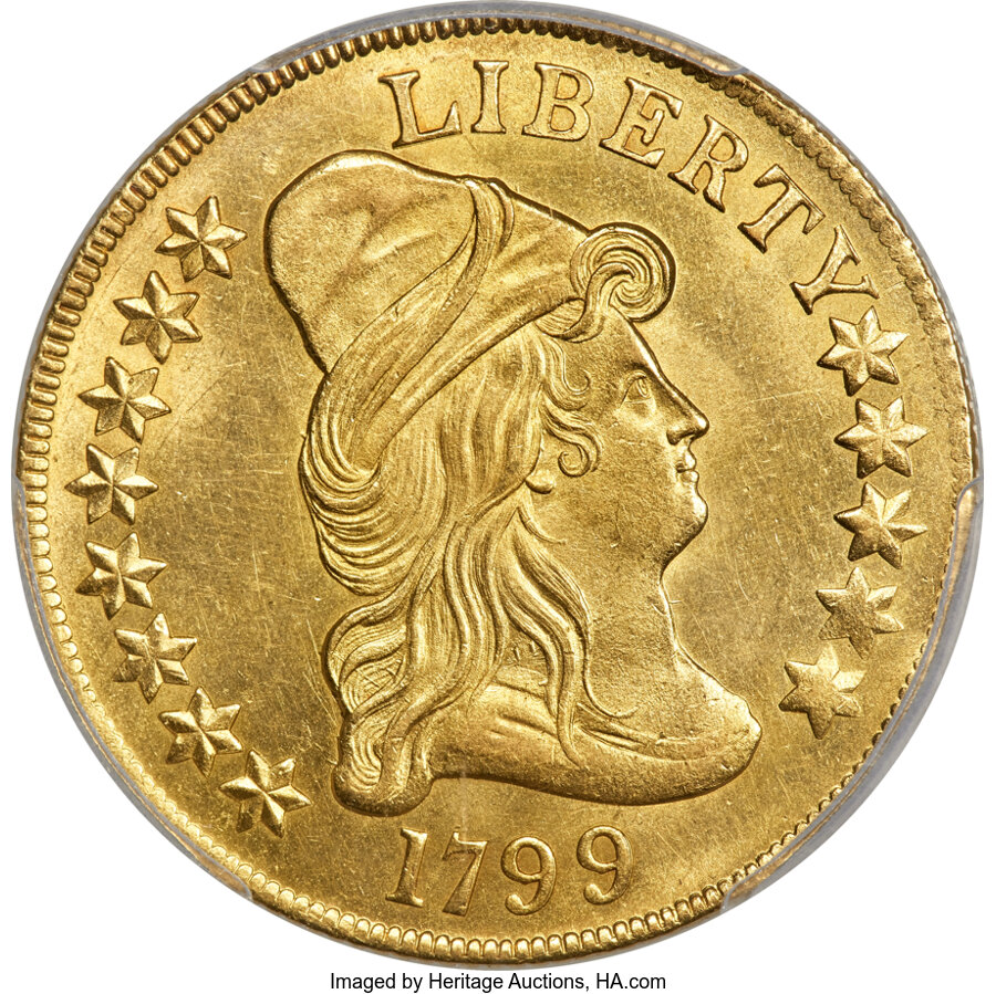 image for: 1799 $10 Large Obverse Stars, BD-10, R.3, MS64 PCGS. CAC....