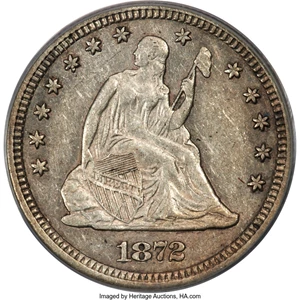 image for: 1872-CC 25C AU55 PCGS....