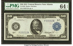 image for: Fr. 1044 $50 1914 Federal Reserve Note PMG Choice Uncirculated 64 EPQ....