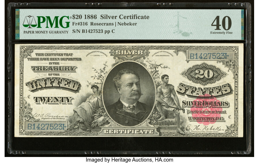 image for: Fr. 316 $20 1886 Silver Certificate PMG Extremely Fine 40....