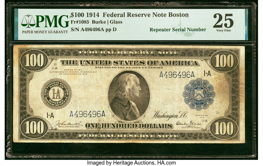 image for: Fr. 1085 $100 1914 Federal Reserve Note PMG Very Fine 25....