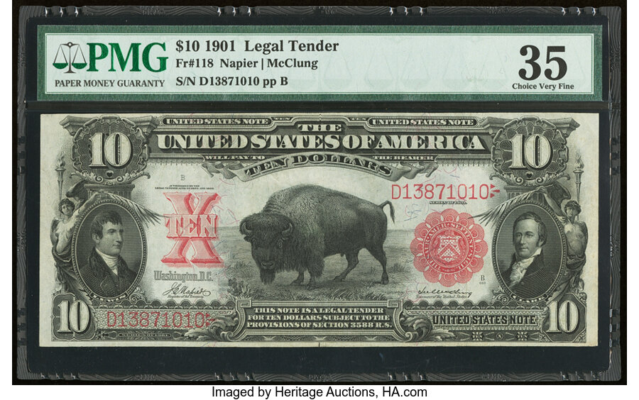 image for: Fr. 118 $10 1901 Legal Tender PMG Choice Very Fine 35....