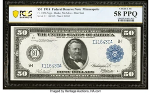 image for: Fr. 1056 $50 1914 Federal Reserve Note PCGS Banknote Choice AU 58 PPQ....