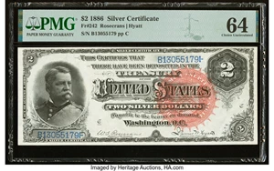 image for: Fr. 242 $2 1886 Silver Certificate PMG Choice Uncirculated 64....