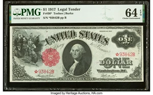image for: Fr. 36* $1 1917 Legal Tender Star PMG Choice Uncirculated 64 EPQ....