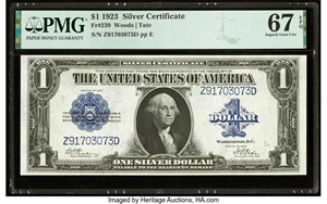 image for: Fr. 239 $1 1923 Silver Certificate PMG Superb Gem Unc 67 EPQ....