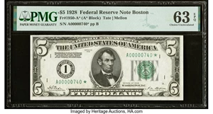 image for: Fr. 1950-A* $5 1928 Federal Reserve Star Note. PMG Choice Uncirculated 63 EPQ....