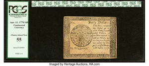 image for: Continental Currency April 11, 1778 $40 PCGS Choice About New 55....