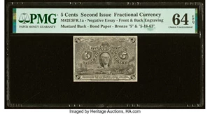 image for: Milton 2E5FR.1a Negative Essay Experimental "5-18-63" Surcharges 5¢ Second Issue PMG Choice Uncirculated 64 EPQ....