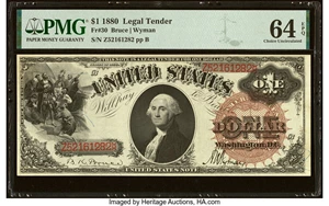 image for: Fr. 30 $1 1880 Legal Tender PMG Choice Uncirculated 64 EPQ....