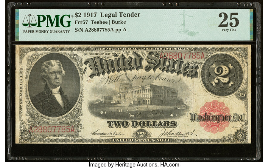 image for: Fr. 57 $2 1917 Legal Tender PMG Very Fine 25....