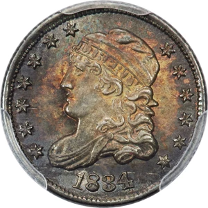 image for: 1834 H10C 3 Over Inverted 3, V-5, LM-1, FS-301, R.2, MS65 PCGS. CAC....
