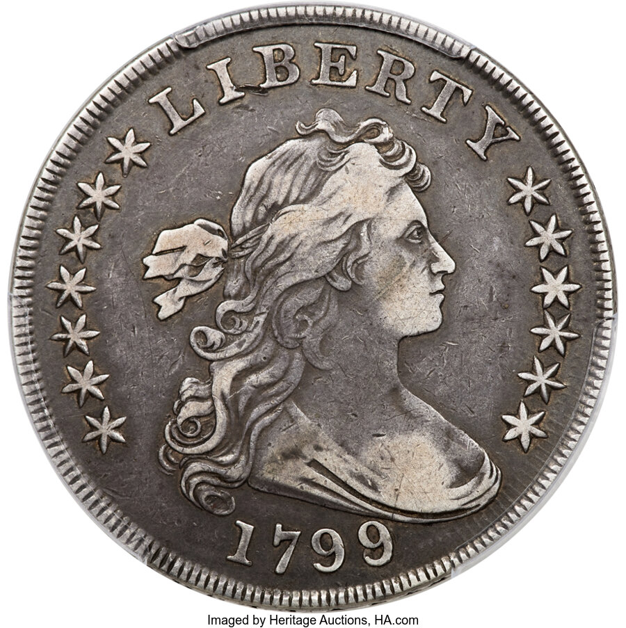 image for: 1799/8 $1 15 Stars Reverse, B-3, BB-141, R.3, VF30 PCGS....