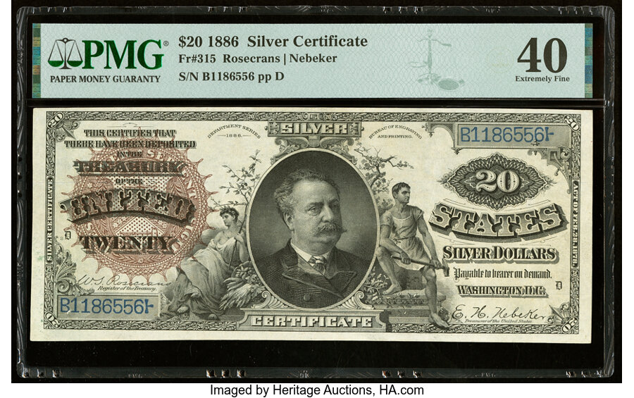 image for: Fr. 315 $20 1886 Silver Certificate PMG Extremely Fine 40....