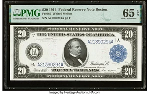 image for: Fr. 967 $20 1914 Federal Reserve Note PMG Gem Uncirculated 65 EPQ....