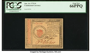 image for: Continental Currency January 14, 1779 $1 PCGS Gem New 66PPQ....