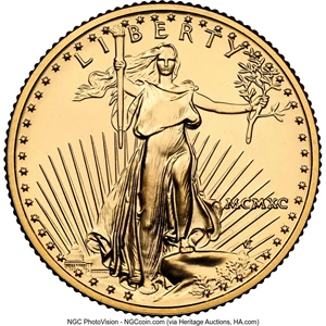 image for: 1990 $10 Quarter-Ounce Gold Eagle MS69 NGC. Mintage 41,000. ...