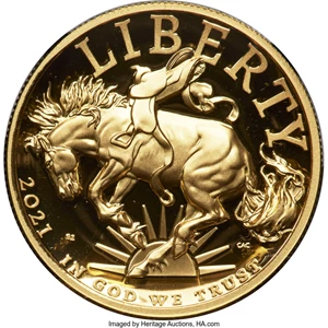 image for: 2021-W $100 American Liberty High Relief, First Strike, PR70 Ultra Cameo NGC....