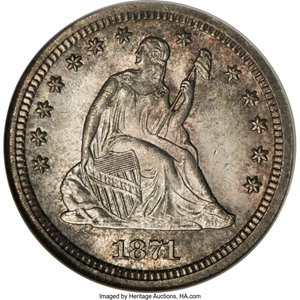 image for: 1871-S 25C MS65 NGC. Briggs 1-A....