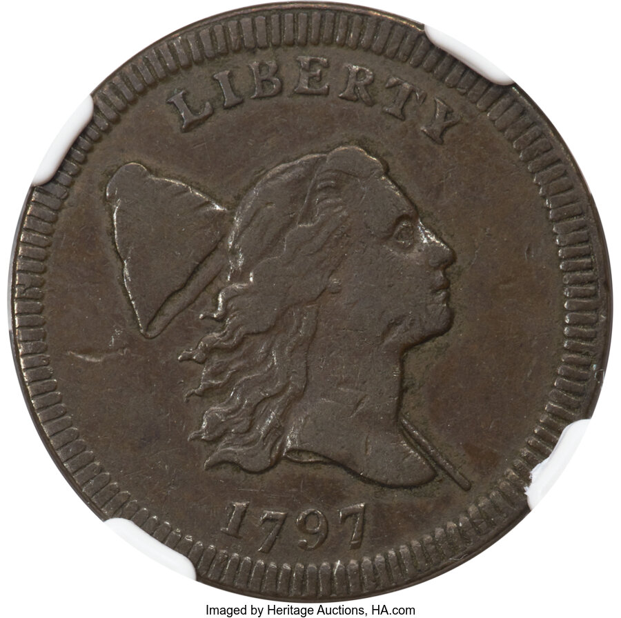 image for: 1797 1/2 C Plain Edge, Centered Head, C-2, B-2, R.3, VF35 NGC....