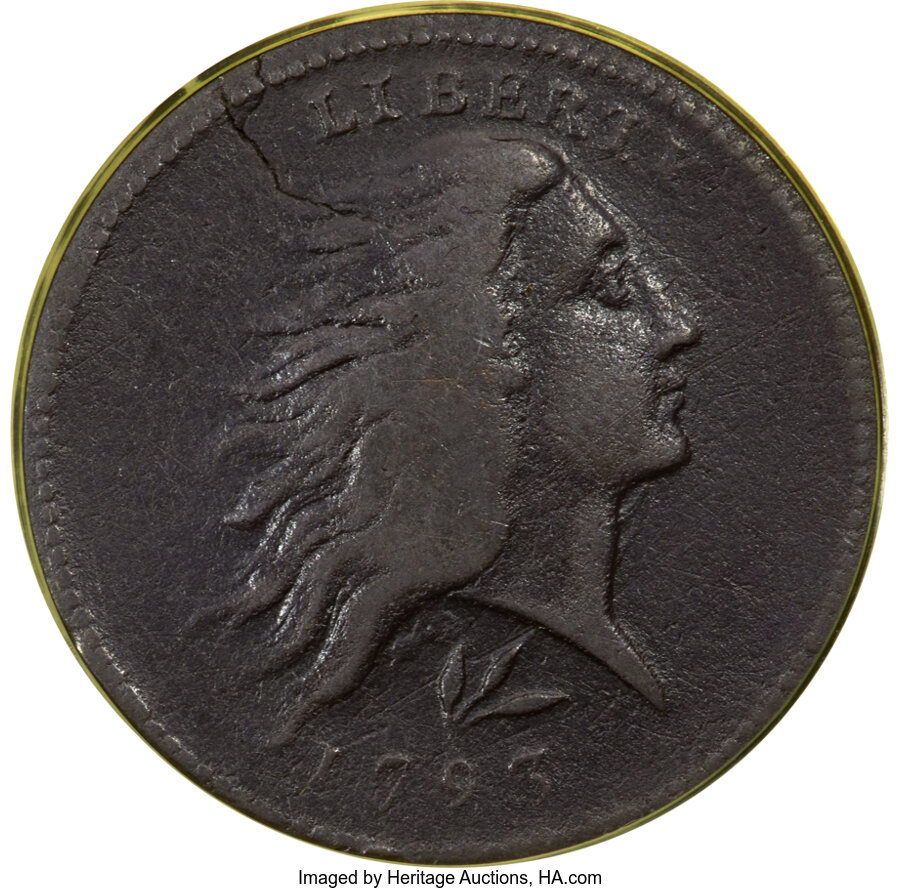 image for: 1793 1C Wreath, Lettered Edge, S-11b or c, B-16b or c, R.4, VG10 PCGS....