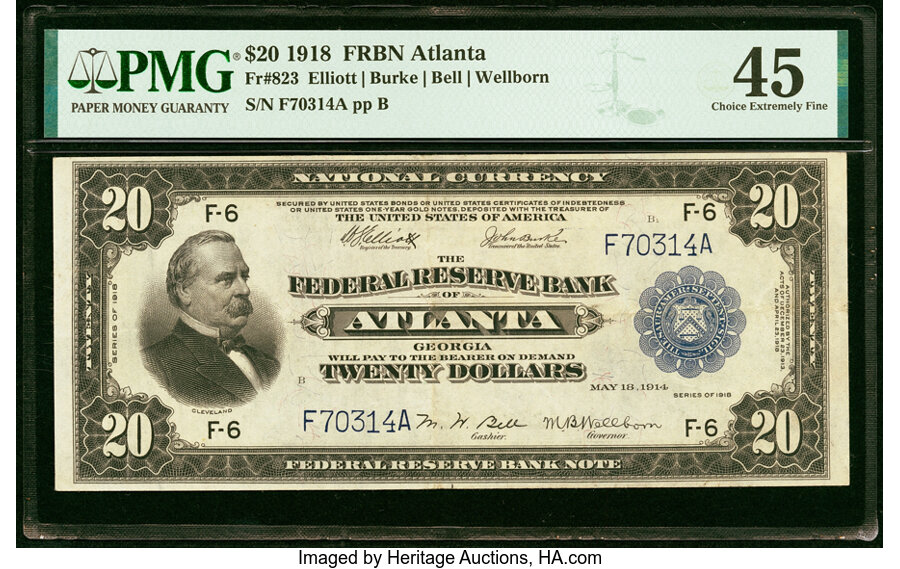image for: Fr. 823 $20 1918 Federal Reserve Bank Note PMG Choice Extremely Fine 45....