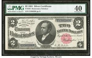 image for: Fr. 245 $2 1891 Silver Certificate PMG Extremely Fine 40....