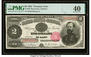 image for: Fr. 356 $2 1891 Treasury Note PMG Extremely Fine 40....