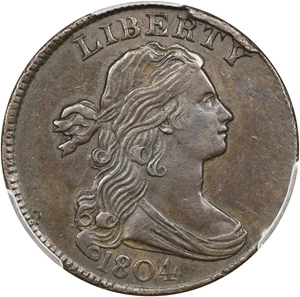 image for: 1804 Draped Bust Cent. S-266, B-1. Rarity-2. AU Details--Edge Repaired (PCGS).