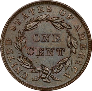 image for: 1839 Modified Matron Head Cent. N-13. Rarity-2. Booby Head. MS-66+ RB (CACG).