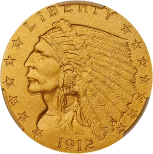 image for: 1912 Indian Quarter Eagle. JD-1. Rarity-4. Proof-66 (CACG).