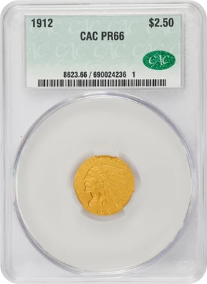 image for: 1912 Indian Quarter Eagle. JD-1. Rarity-4. Proof-66 (CACG).