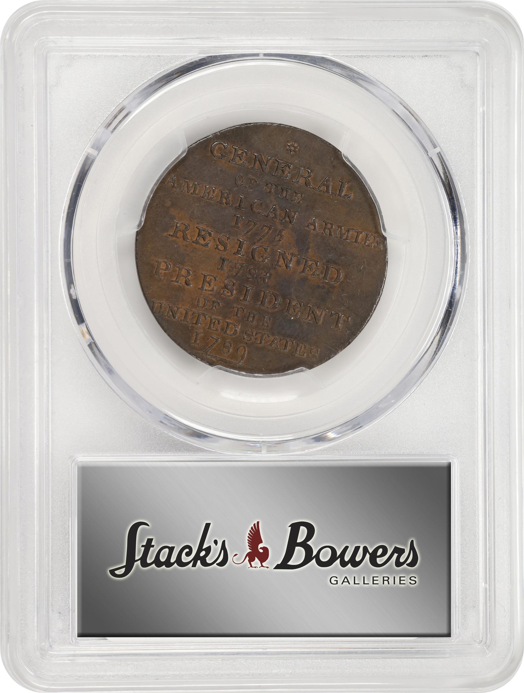 image for: "1789" (ca. 1792) Washington Born Virginia Copper. Legend Reverse. Musante GW-33, Baker-60, W-10730. Second Reverse. Copper. Plain Edge. AU-58 (PCGS).